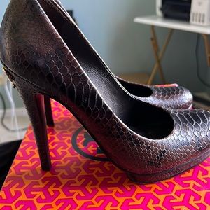 Tory Burch snake embossed heels